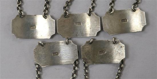 A set of 5 George III Scottish silver sauce labels;